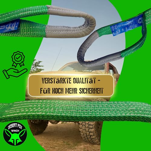 Foto von Desert Fox Winch Bergegurt – Robuster 10m Baumgurt & Abschleppseil, 14t Bruchlast – Ideal zum Abschleppen für Jagd, Forst und Baugewerbe nach EN 1492-1