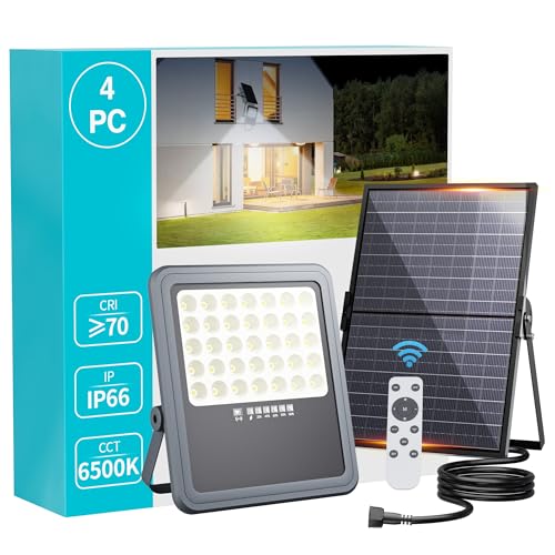 HOOLED Lampada solare per esterni a LED, 6500 K, IP65,