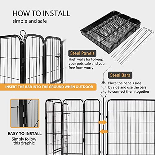 Dog Exercise Pen kennel 8panels Pet Fence 40 Inches Heavy Duty Folding Puppy Playpen with Door, Extra Large Indoor⦠- Image 6