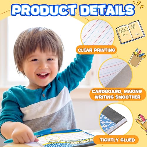 Henoyso Handwriting Paper, 4-pack Primary Writing Tablets, 160 Sheets / 320 Pages, 10.5 x 8 in, Dotted Midline with Red Baseline, Double-sided Writing Practice Paper for Grades 2-3 - Image 3