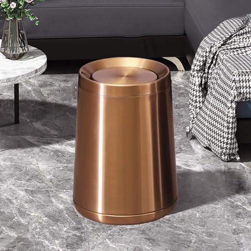 LEASYLIFE 8L/2.1GALbrass Garbage can with Swing lid，Brushed Nickel Gold Trash can,Matte Gold Trash can for Bathroom,Powder Room,Bedroom,Laundry Room (Rose gold-32-8l) by LEASYLIFE - Image 2