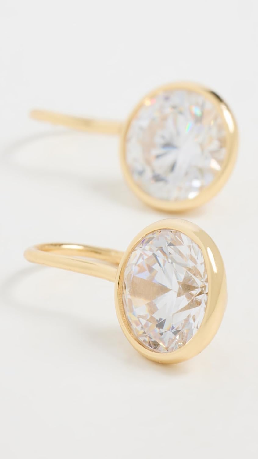 SHASHI Women's Bezel Drop Earrings, Gold, One Size - Image 3