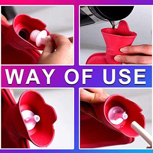 2L Home Enema Bag Kit with 2 Tips, 60 Inch Silicone Hose, Controlable Flow Valve, Hot-Water Bottle for Colon Cleansing (Red) - Thumbnail 5