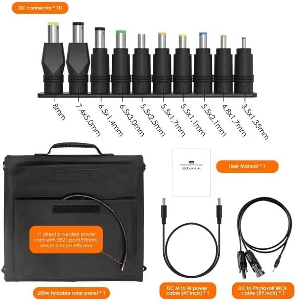 Miniatura 3 de BRIDNA - Kit de panel solar de 200 W, plegable, portátil, cargador de panel solar con pedales ajustables para el hogar, camping, RV, pesca, laptop,
