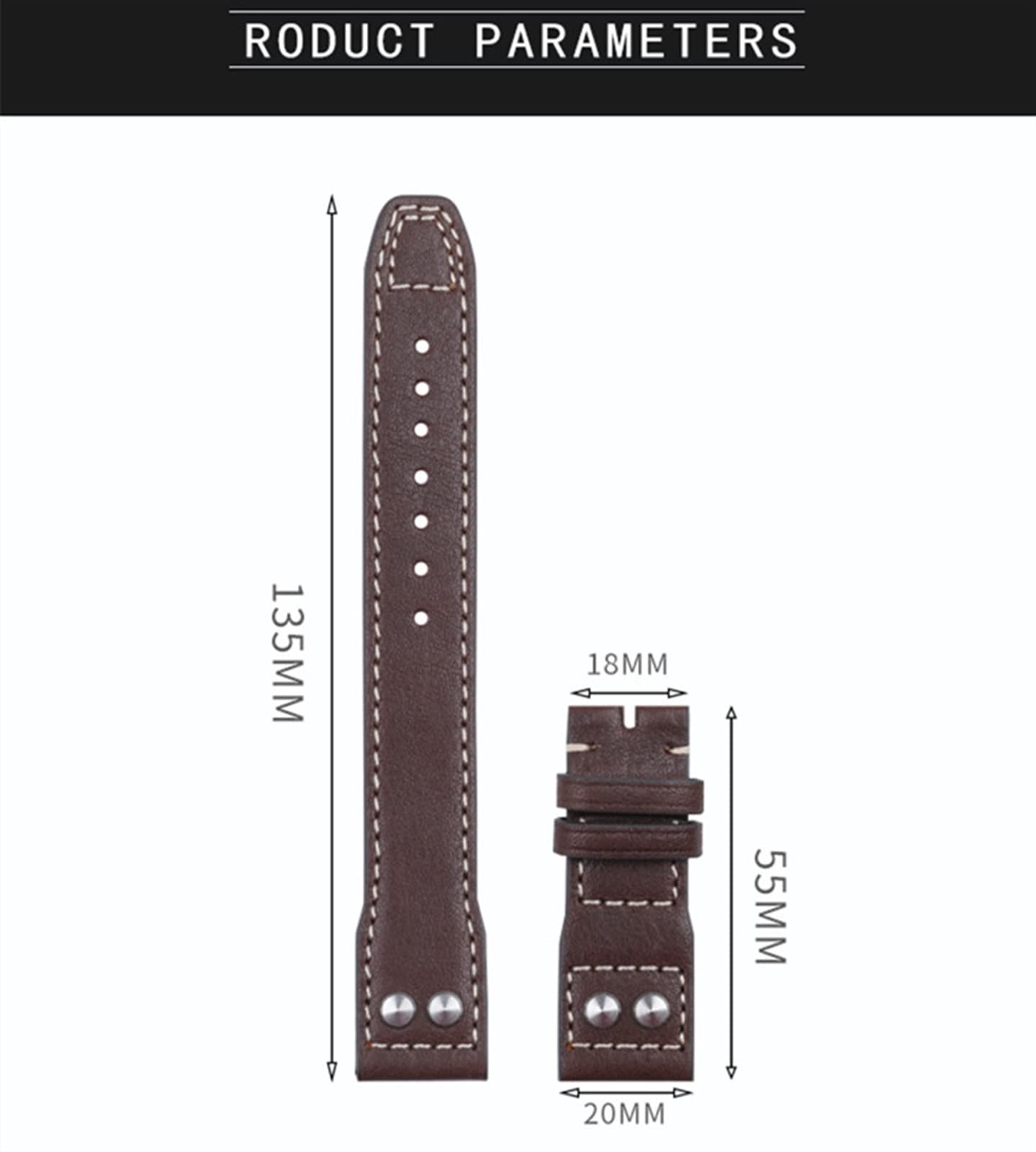 NFFRK 20mm miękki pasek do zegarka z prawdziwej skóry do paska IWC do akcesoriów Portofino Big PILOT Mark 18, Kolor czarny, 20mm