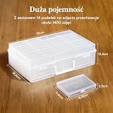 Lifewit Pudełko na Zdjęcia 35 x 19 cm, Organizer Zdjęcia z 14 Przegrodami na 10x15cm 4R, Pojemnik do Przechowywania Zdjęć, Plastikowe Pudełko z Arkuszem Etykiet