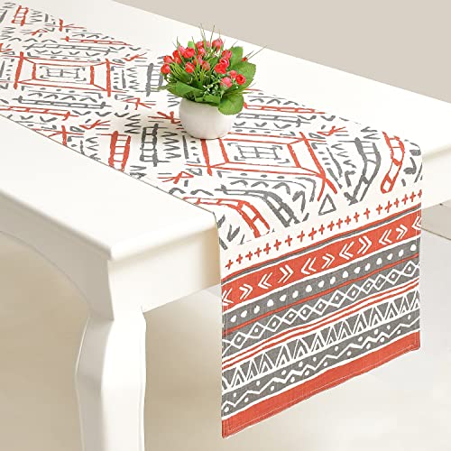 Image of Blanc 9 Katti Batti 100% Home & Kitchen Pure Cotton Multicoloured 4 /6 Seater Table Runner|(33x182) cm