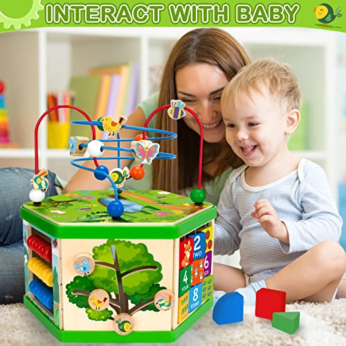 V-Opitos Learning Toys For Toddler 1, 2, 3 Years Old, 7 In 1 Wooden Activity Cube, Montessori Early Educational Toys For Baby, 12-18 Months, Ideal First Birthday, For Kids Boys #TOP5