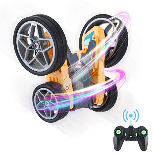OCDAYラジコンカー こども向け LED搭載 360度回転 RCカー スタントカー 両面走行 充電式バッテリー2個付き