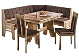 eckbankgruppen mit ausziehtisch Eckbank 147 x 187 cm (umstellbar) mit Truhe, Sitz und Lehne gepolstert