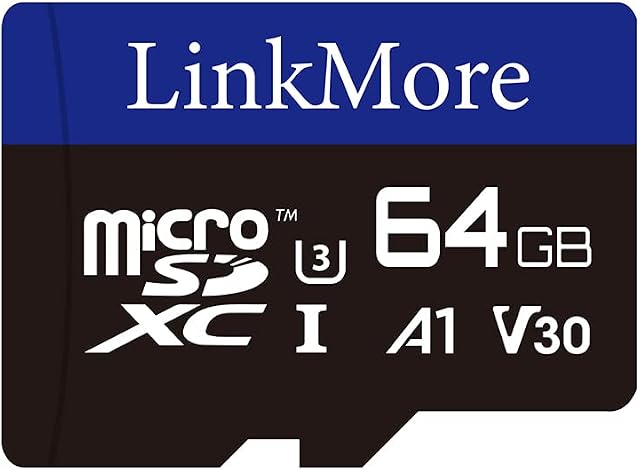 LinkMoreMicro SDXC Card, A1, UHS-I, U3, V30, Class 10 Compatible, Read Speed Up to 100 MB/s,Write Speed Up to 75 MB/s, SD Adapter Included (64GB)