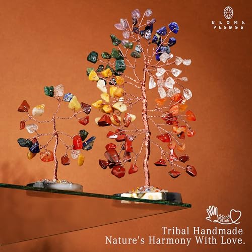 image for KARMAPLEDGE 7 Chakra Tree of Life Healing Crystals & Stones, Pack of 2