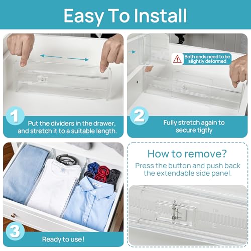 image for Vtopmart 12 Pack Drawer Dividers for Clothes, 4