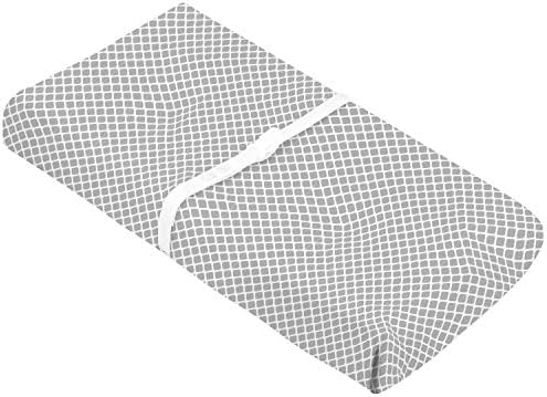 Kushies Changing Pad Cover with Safety Straps, Soft 100% Breathable Cotton Flannel, Made in Canada, Grey Lattice