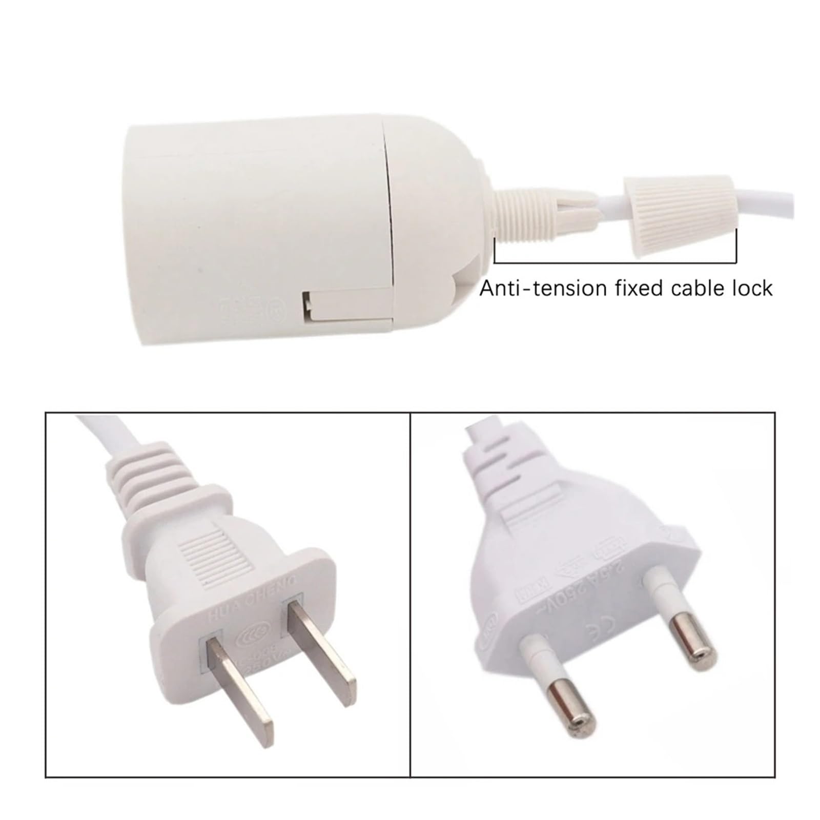 Portalámparas 10 unids/lote con cable de interruptor U + S E + U enchufes cabeza Droplight soportes de lámpara de tornillo grande for lámparas de ahorro de energía L + E + D(E14,Black U+S Plugs)