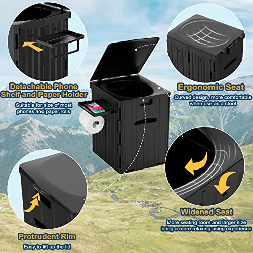 WADEO Extra-Large Camping Foldable Toilet, Heavy-Duty Portable Potty for Adults with Bigger Comfortable Seat & Sturdy Support, Travel WC for Heavy People, Big Guy, Elderly - Image 2