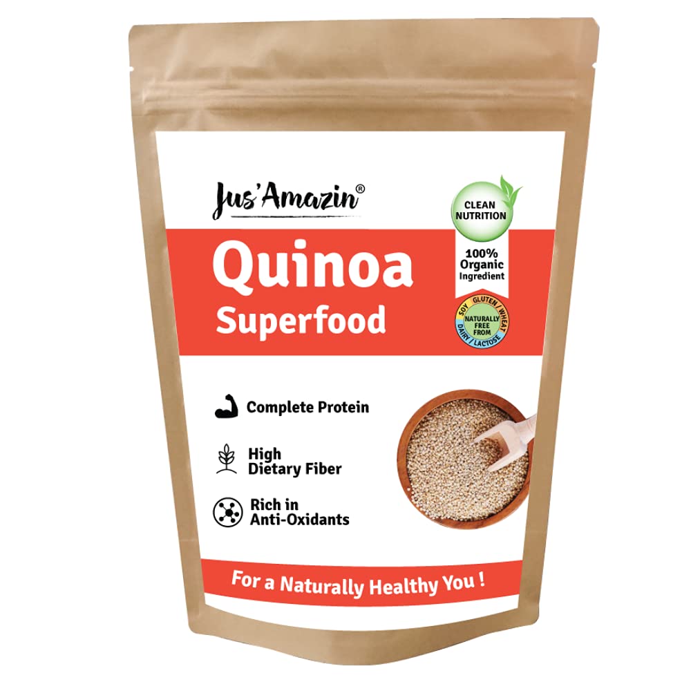 Jus' Amazin Organic Quinoa (1Kg) | High Protein | Naturally Gluten-Free | Rich in Dietary Fiber & Anti-Oxidants | Helps in Weight Loss | Superfood | Clean Nutrition