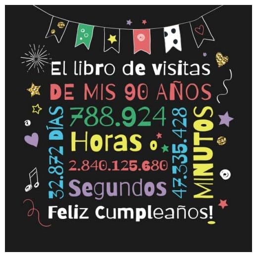 El libro de visitas de mis 90 años: Decoración para el 90 cumpleaños – Regalos originales para hombre y mujer - 90 años - Libro de firmas para felicitaciones y fotos de los invitados