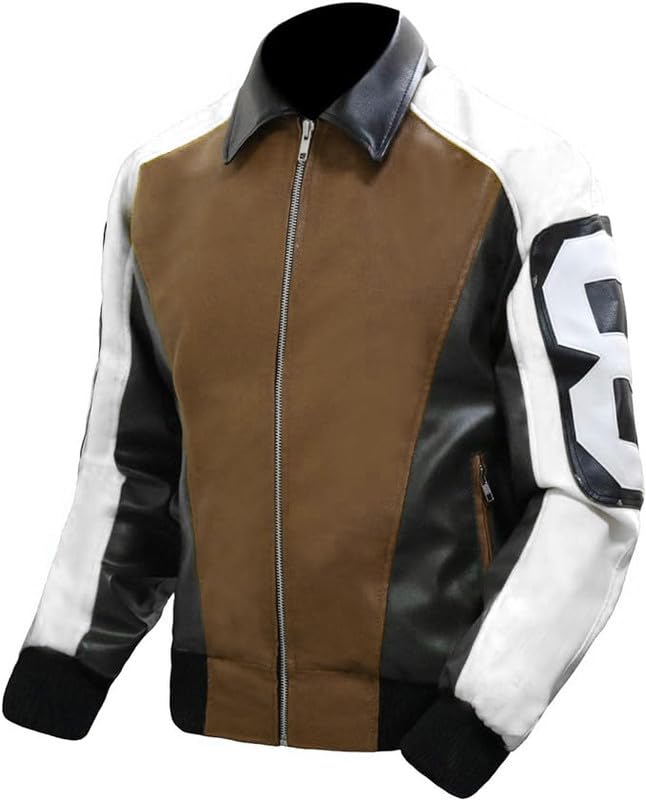 Image of 8 Pool Bomber Jacket- Faux Leather Seinfeld David Puddy Eight ball Lettermen Jacket - 90's Bomber Jacket