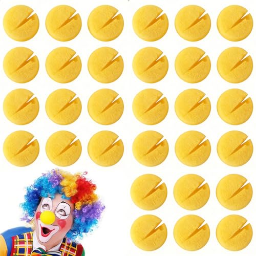 Floatdream 30 Piezas Narices de Payaso, Espuma Nariz Payaso, para Cosplay, Disfraz de para Adultos, Halloween, Carnaval, Fiestas, Disfraz. (Amarillo)