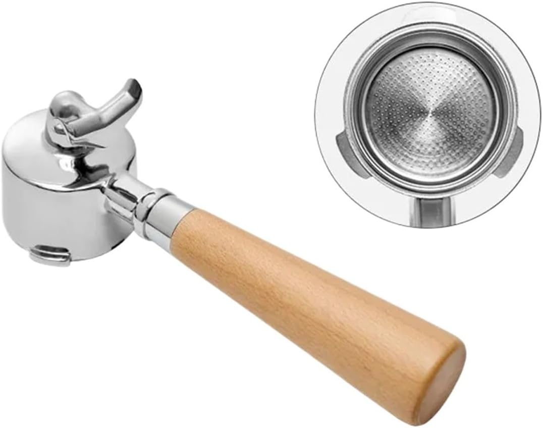Double Spout 51mm Coffee Portafilter With 1 2 Cups Basket(Black wood,With 1 2 cups basket)