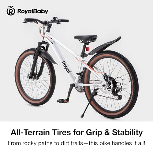 Image of RoyalBaby Kids Mountain Bike for Boys and Girls, Ultra-Light Aluminum 20-26 Inch Wheel Bicycle for 6-14 Years Old Children, 7 /21-Speeds Drivetrain