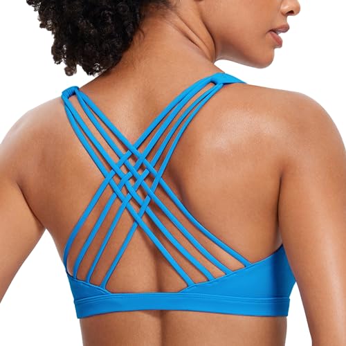 Image of CRZ YOGA Naked Feeling Strappy Sports Bras for Women - Criss Cross Back Wireless Padded Cami Yoga Workout Top