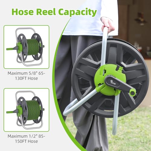 YESTAR Water Hose Reel Cart, Holds 65-130 Ft of 5/8 Inch Hose, Wall Mounted Garden Hose Cart, Portable Hose Reel for Convenient Storage and Watering - Thumbnail 5