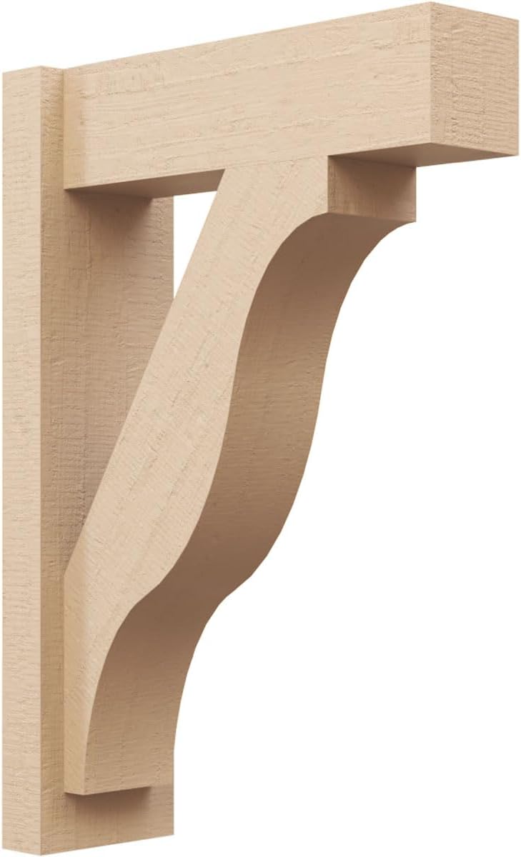 Ekena Millwork 6"W x 18"D x 26"H Funston Block Rough Cedar Woodgrain TimberThane Outlooker, Primed Tan