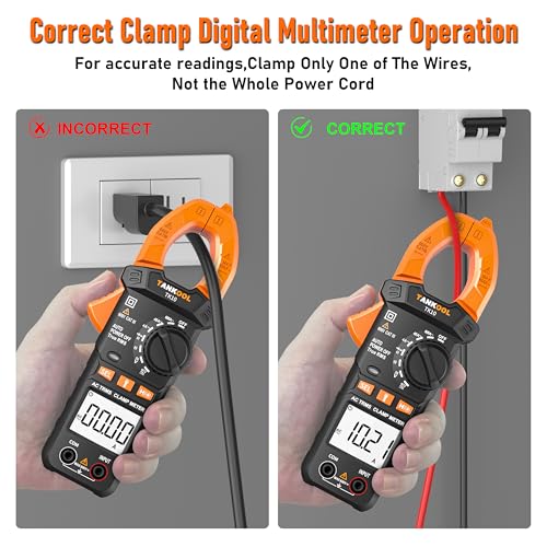 TANKOOL Stromzange,Digitale Intelligente Stromzange AC DC,4000 Zähler TRMS,Zangenamperemeter Taschenlampe Hintergrundbeleuchtung für die Messung AC/DC Spannung Strom Kontinuität Diode NCV