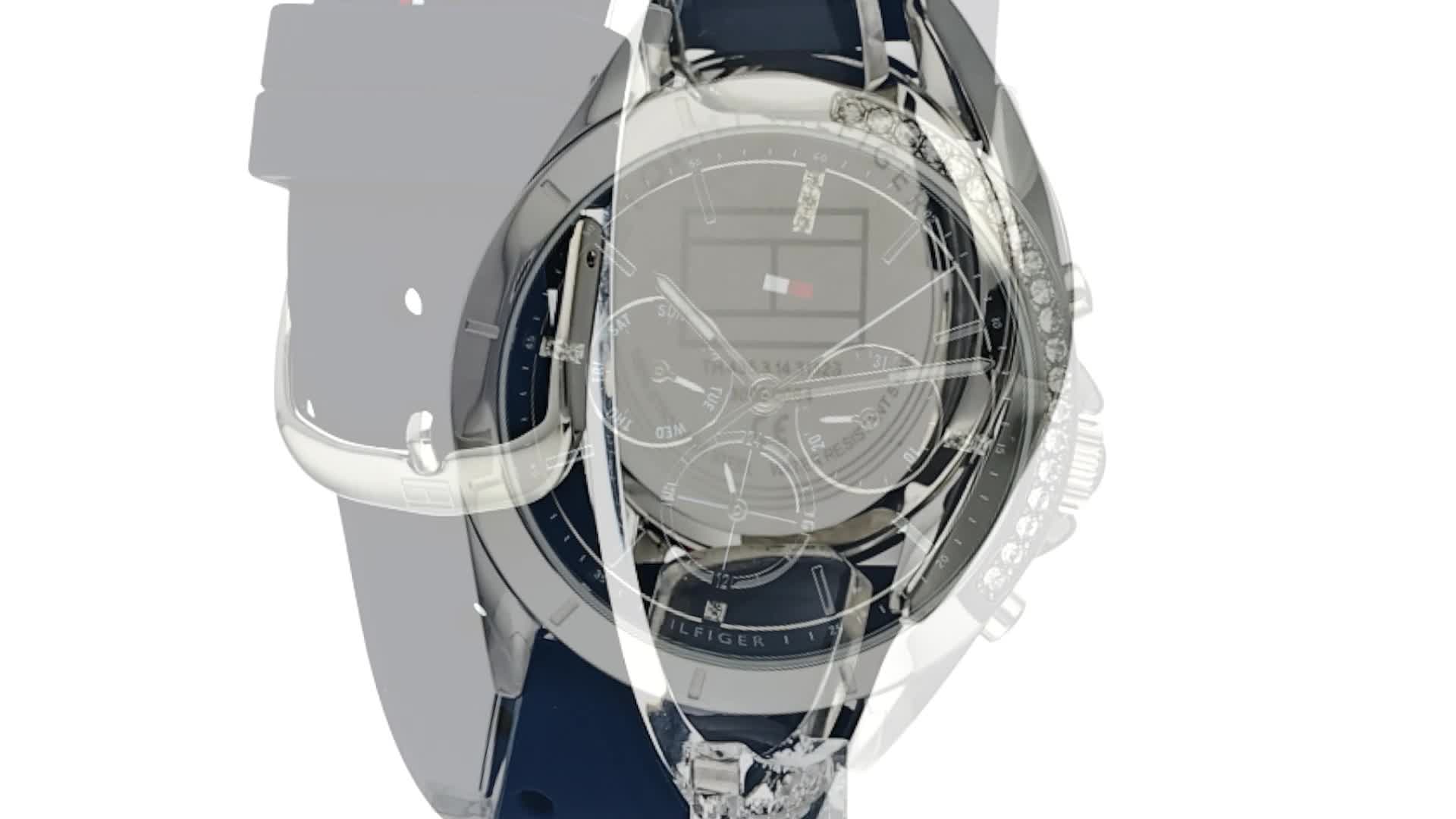 Tommy Hilfiger Multi Zifferblatt Quarz Uhr für Damen mit Blaues 