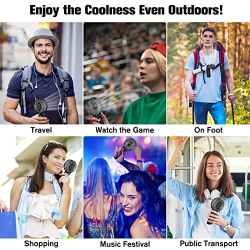 Portable Fan Rechargeable,Handheld Personal Fan Electric Fan Usb Rechargeable With 4 Speeds,Quiet Handheld Fan,Lanyard As Neck Fan,Mini Desk Fan Foldable Fan For Travel Women Girls Kids(Black) #TOP7