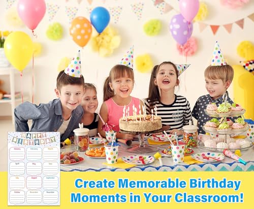 Image of BIZIBAFF Birthday Chart for Classroom - Boho Happy Birthday Poster Reusable Birthday Calendar Laminated Class Birthday Chart Bulletin Board Decorations Back to School Teacher Supplies