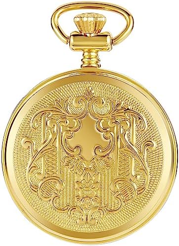 Tiong Stainless Steel No Cover Men's Mechanical Pocket Watch Luminous Dial Mechanical Pocket Watches Gift for Men with Chain