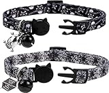 Cat Collar Halloween Set of 2, Skull Cat Collar for Small Dogs, Holiday Kitten Collar with Bell - Image 5