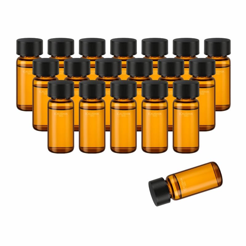 KAUSHIK INDIA 5ML 20Pcs Borosilicate Glass AMBER Colour Vial With Screw Cap, Leak Proof For Essential Oil,Perfume,Meds,Reagent,Anointing Oil Bottle And Lab Use Anti UV Rays Culture Tube-image-41