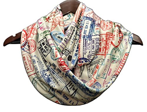 Universal Zone Traveler Scarf, Infinity Scarf with Passport Stamps, Flight Attendant Gift, Travel Agent Gift