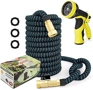 50ft Garden Hose Expandable Water Hose, 3/4” Solid Brass Fittings & 9 Function