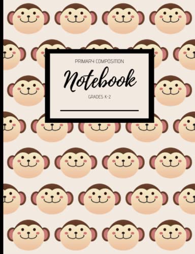  Cute monkeys pattern on light background Primary Composition Notebook Grades K-2: Kindergarten Primary Draw and Write Journal half picture space half writing space