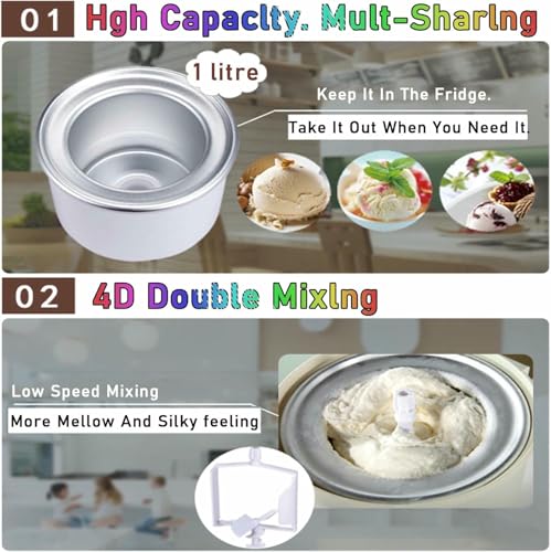 Domowa maszyna do produkcji lodów Soft Serve, 10 min mrożonych jogurtów Deser do orzechów owocowych, łatwe do czyszczenia zdejmowany zsyp, szybkie kremowe smakołyki w domu