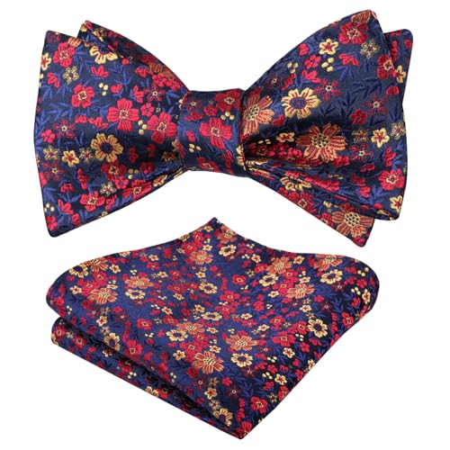 Image of Alizeal Mens 2pcs Floral Self-tied Bow Tie Pocket Square Set