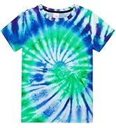 SunFocus Boys Tie Dye Shirt Size 4-14 Hippies Senior Rainbow Tees T Shirts for Kids