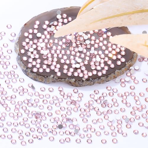 Image of Pink Flatback Rhinestones, Glass Rhinestones for Nail Art and Craft, Glue Fix, Loose Crystal Gemstones(Pink, SS4, 2880pcs, 1.5-1.7mm)