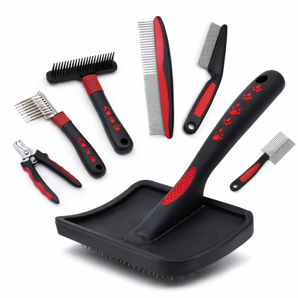 2026 Large 7-in-1 Professional Pet Grooming Kit for Dogs & Cats Complete Grooming Solution for Shedding, Dematting, Trimming & Cleaning