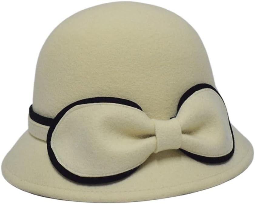 Autumn and Winter Hat Women's Bow Fashion Versatile Round Top Warm Felt