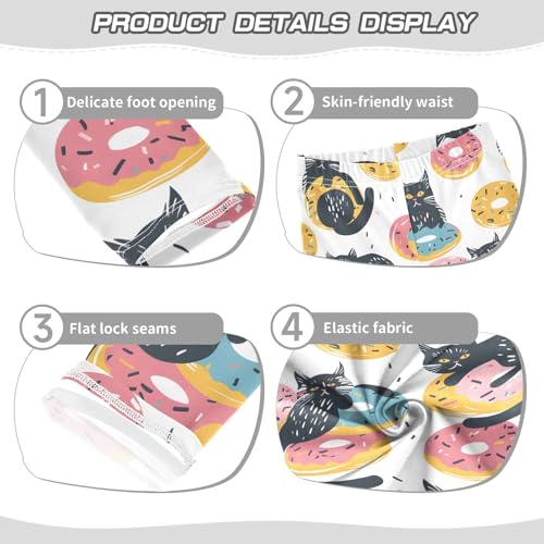 Cute Cat Donuts Girls Leggings Ultra Soft Compression Yoga Gym Pants for Kids 4-10T3