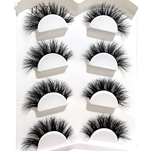 Hbzgtlad 4 Pairs 25 Mm 3D Mink Lashes Bulk Faux With Custom Box Wispy Natural Mink Lashes Pack Short Wholesales Natural False Eyelashes (Mix-01) #TOP13