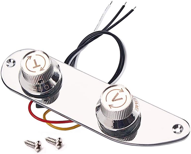 Alnicov Prewired Guitar Control Plate， Metal ，Telecaster Control Plate For 51 P Bass Guitar，Chrome