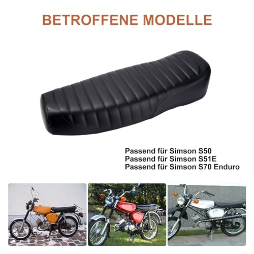 Sitzbank mit strukturierter Oberfläche, schwarz – passend für Simson S50, S51, S70 Enduro