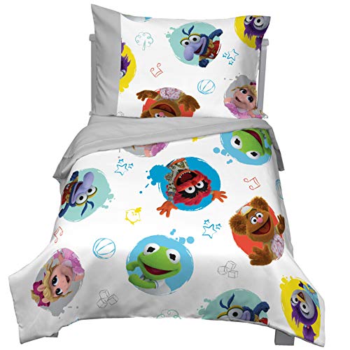 Disney Muppet Babies Friendship Turquoise, Grey, Yellow, Orange and White 4 Piece Toddler Bed Set - Thumbnail 5